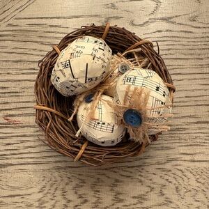 Decorative Music Sheet Eggs in Nest
